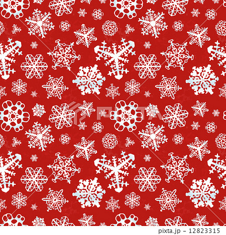 Different modern snowflakes on red background seamless pattern Different modern snowflakes on red background seamless pattern 12823315