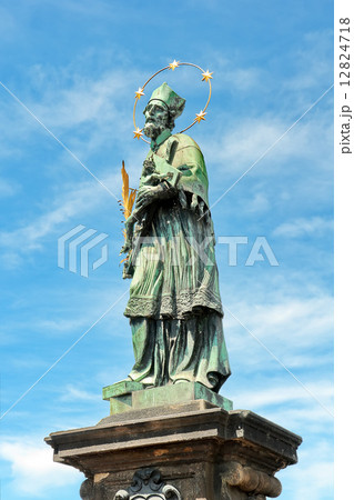 St. John of Nepomuk statue on Charles bridge of Prague 12824718