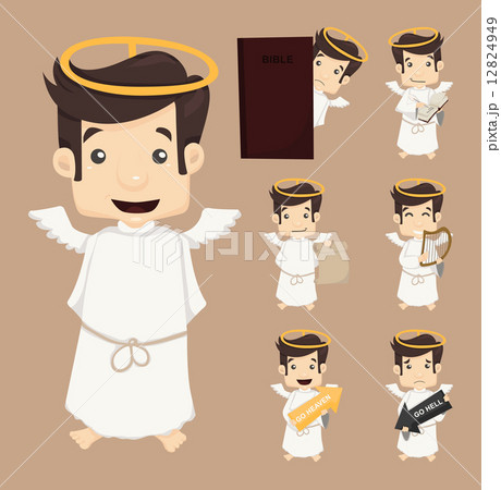 Set of angel characters poses 12824949