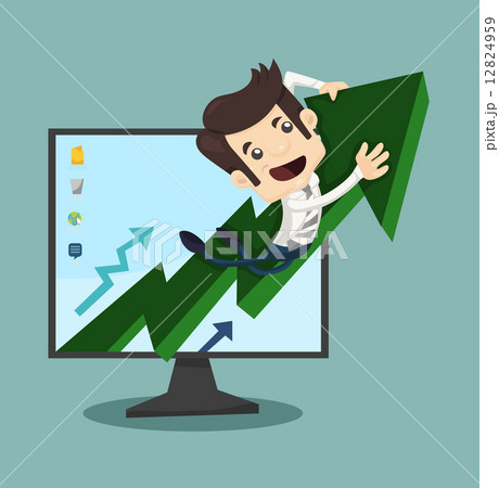 Businessman rising arrow with growing 12824959