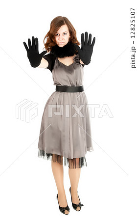 Pretty woman showing stop gesture Pretty woman showing stop gesture 12825107