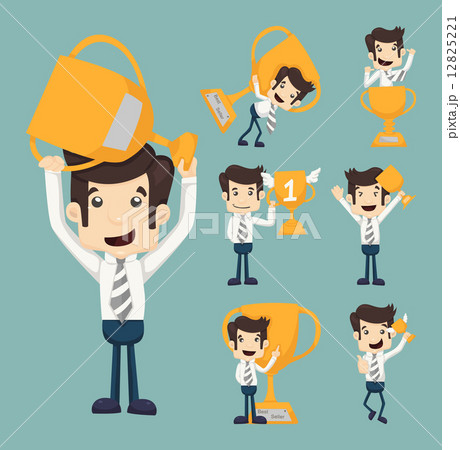 Set of businessman with a golden cup Set of businessman with a golden cup 12825221
