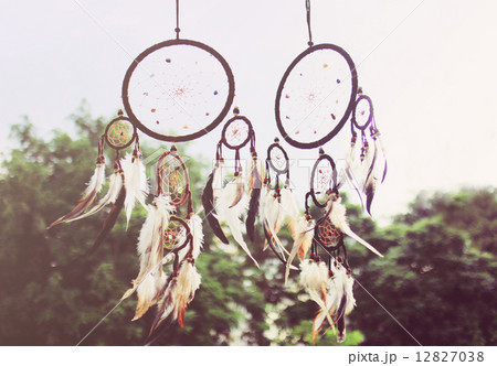 Traditional dreamcatcher with retro filter effect 12827038