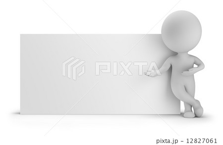 3d small people - next to an empty board 12827061
