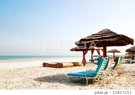 Beach of the luxury hotel, Ajman, UAE 12827251