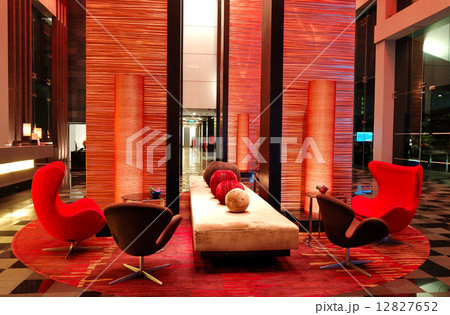 Modern lobby interior in night illumination, Pattaya, Thailand Modern lobby interior in night illumination, Pattaya, Thailand 12827652