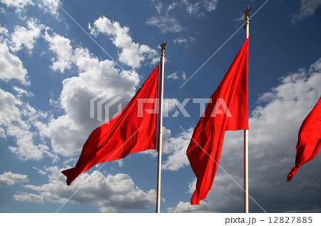Red flags on the Tiananmen Square -- Beijing, China 12827885