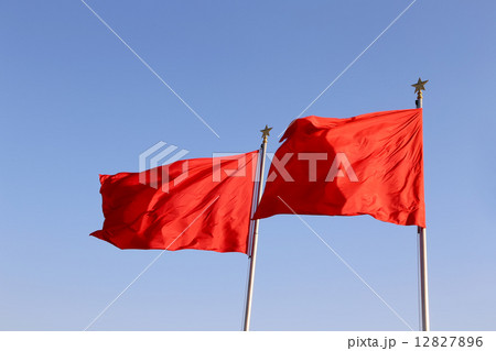 Red flags on the Tiananmen Square -- Beijing, China 12827896