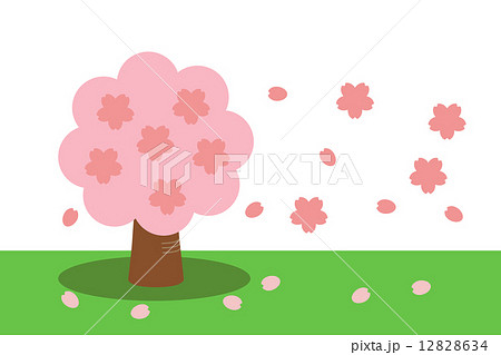 桜吹雪 花と花びら色違い のイラスト素材