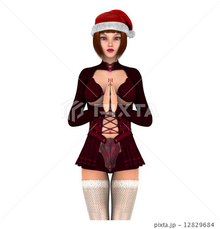 サンタクロース帽子の女性 12829684