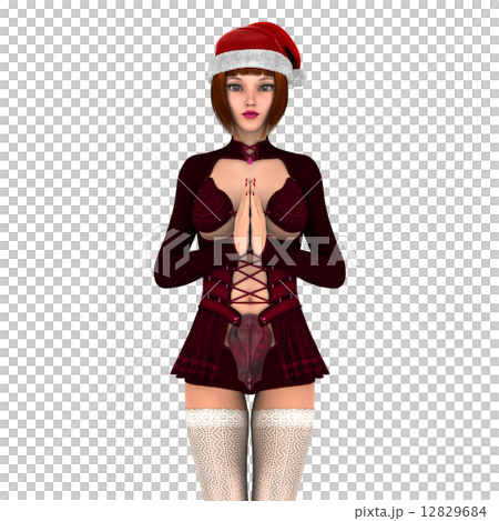 サンタクロース帽子の女性 12829684