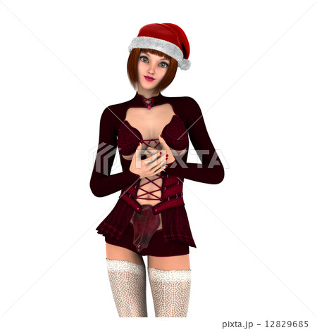 サンタクロース帽子の女性 12829685