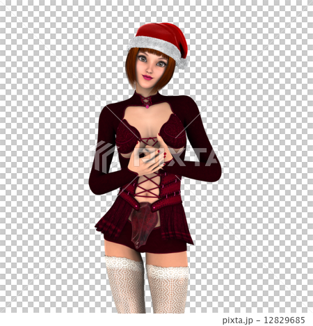 サンタクロース帽子の女性 12829685