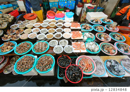 Shellfish for sale at Jagalchi Fish Market in Busan, Korea 12834848