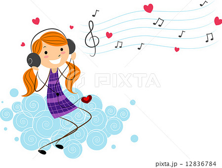 Girl Listening To Musicのイラスト素材