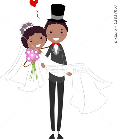 african american bride and groom clipart cartoon