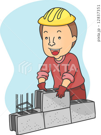 Man Piling Hollow Blocks Man Piling Hollow Blocks 12837351