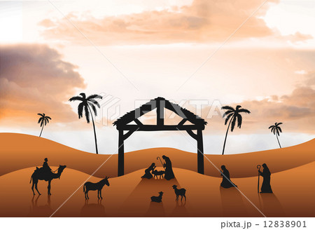 Nativity scene vector in desert 12838901