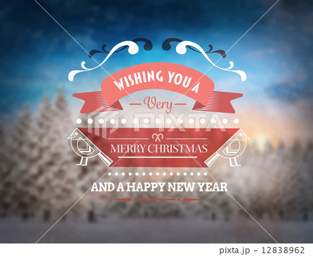 Merry christmas vector against snowy scene 12838962