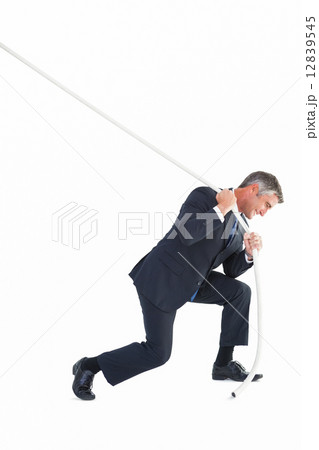Classy businessman pulling a rope 12839545