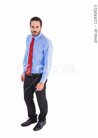 Serious businessman in suit standing 12840023