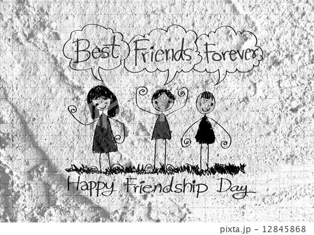 Happy Friendship Day and Best Friends Forever on wall texture ba Happy Friendship Day and Best Friends Forever on wall texture ba 12845868