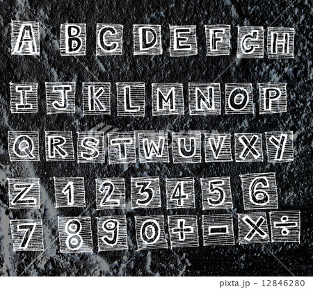 Hand drawn letters font written on wall texture background desig Hand drawn letters font written on wall texture background desig 12846280