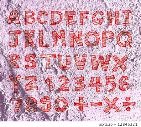 Hand drawn letters font written on wall texture background desig Hand drawn letters font written on wall texture background desig 12846321