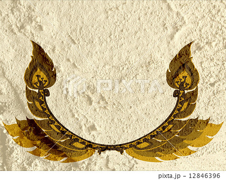 Line Thai art  on wall texture background design 12846396