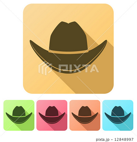 Set Flat icons of Black cowboy hat. Vector Illustration 12848997