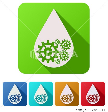 Set Flat icons of oil industry drop symbol with gears cogs Set Flat icons of oil industry drop symbol with gears cogs 12849014