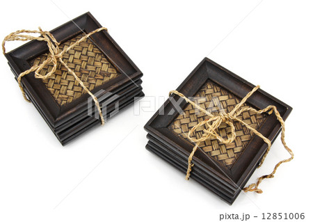 pile of wooden coasters for glass 12851006