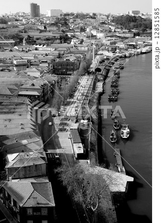 Portugal. Porto. Gaya. View of Douro river embankment in black Portugal. Porto. Gaya. View of Douro river embankment in black 12851585
