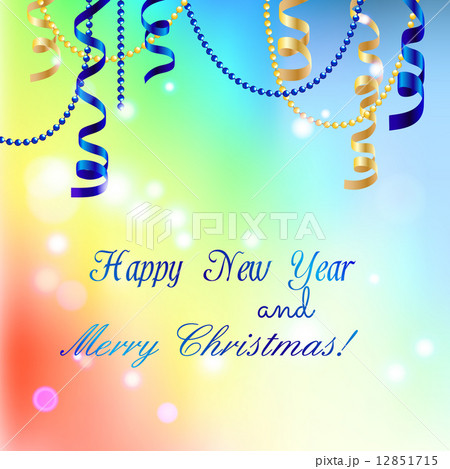 New year greeting card, Christmas bow and ribbon 12851715