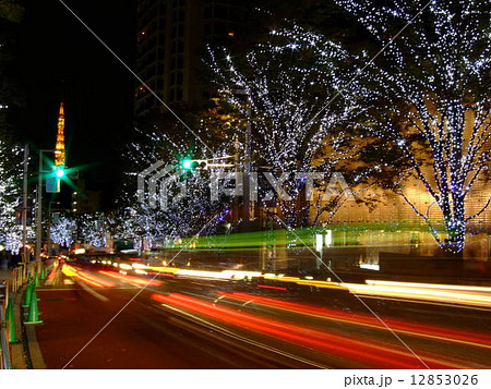Roppongi, Tokyo, Japan. Sparkling Christmas lights and decorations 12853026