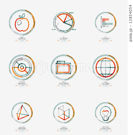 Minimal thin line design web icon set, stamps 12854054