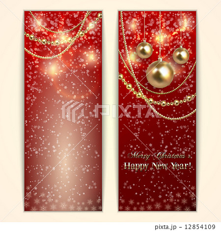 Vector abstract red  Christmas and New Year Greeting or Invitation 12854109