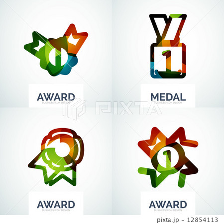 Colorful award business logo set 12854113
