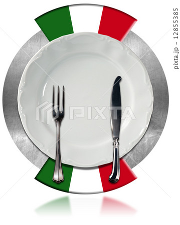 Italian Cuisine - Plate and Cutlery 12855385