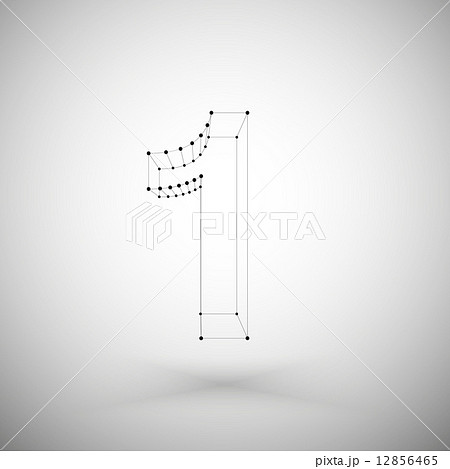 Three dimensional mesh stylish number on white background, single color clear vector 12856465