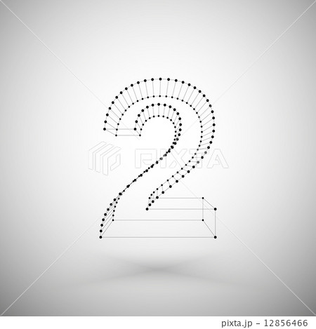 Three dimensional mesh stylish number on white background, single color clear vector 12856466