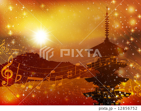 音符 京都 背景のイラスト素材