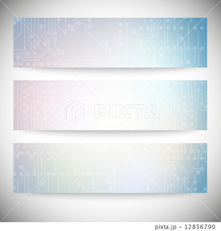 Set of horizontal banners. Microchip backgrounds, electronics circuit, EPS10 vector illustration 12856790