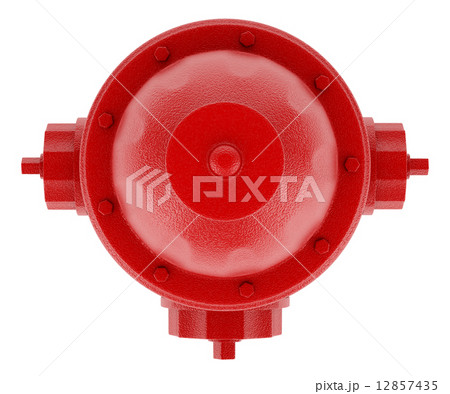 top view of red hydrant isolated on white background 12857435