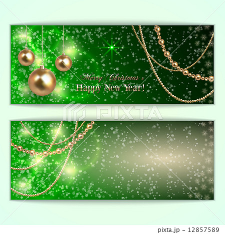 Vector abstract green Christmas and New Year Greeting or Invitation 12857589