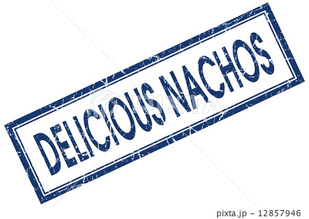 delicious nachos blue square stamp isolated on white background delicious nachos blue square stamp isolated on white background 12857946