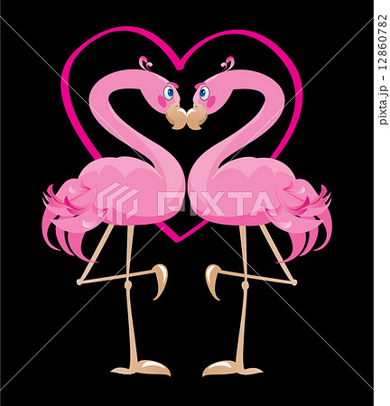couple of pink flamingos and heart (I love Sun Beach) couple of pink flamingos and heart (I love Sun Beach) 12860782