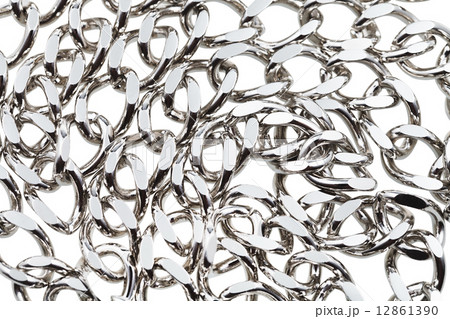 links of metal chain close up isolated on white links of metal chain close up isolated on white 12861390