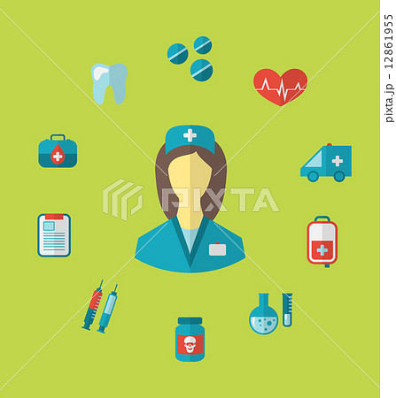 Set trendy medical icons in flat style Set trendy medical icons in flat style 12861955
