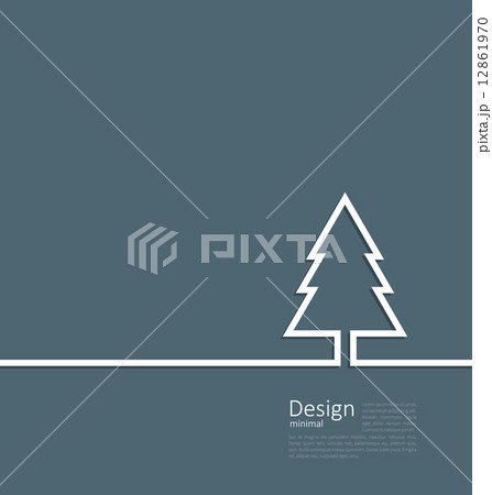 Laconic design of xmas tree fir on cleaness line flat template c 12861970